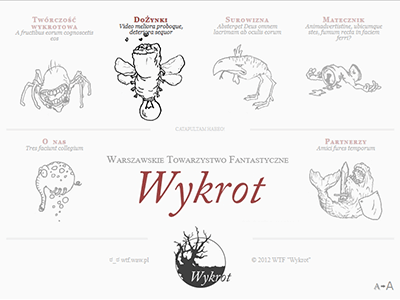 Logo and website layout of the WTF 'Wykrot' society